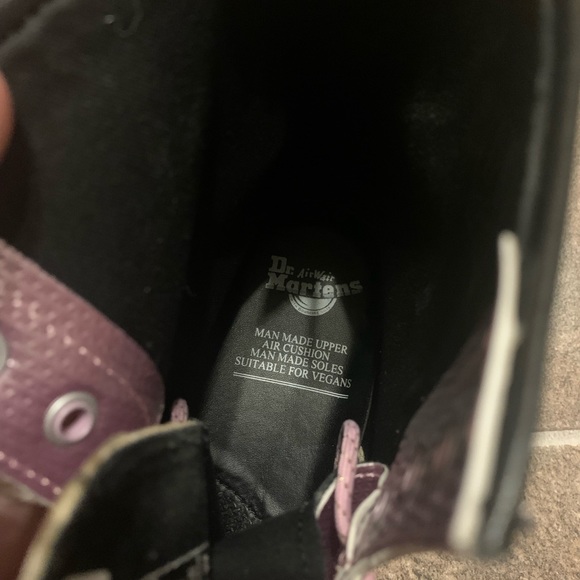 Dr Doc Martens Women's Vegan 1460 Pink Metallic Combat Boots Size 8 - Picture 9 of 11